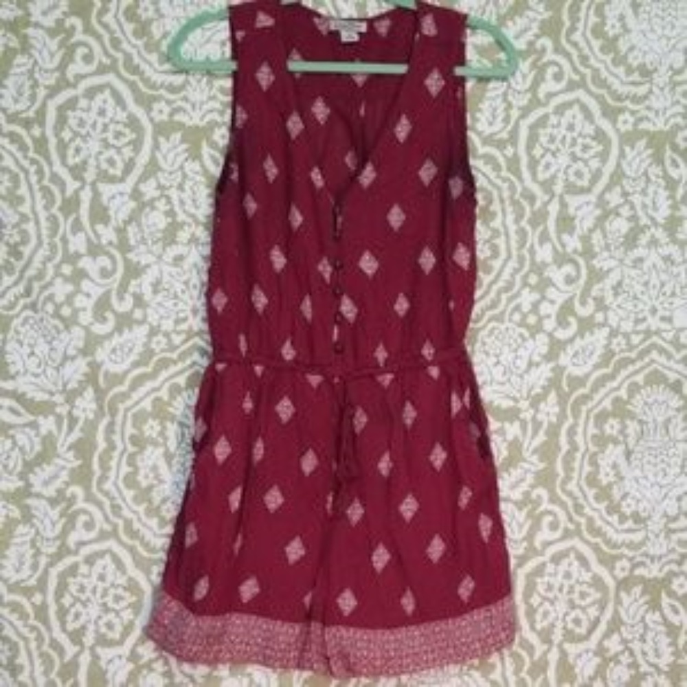 Lucky Brand Red Patterned Romper Sz M